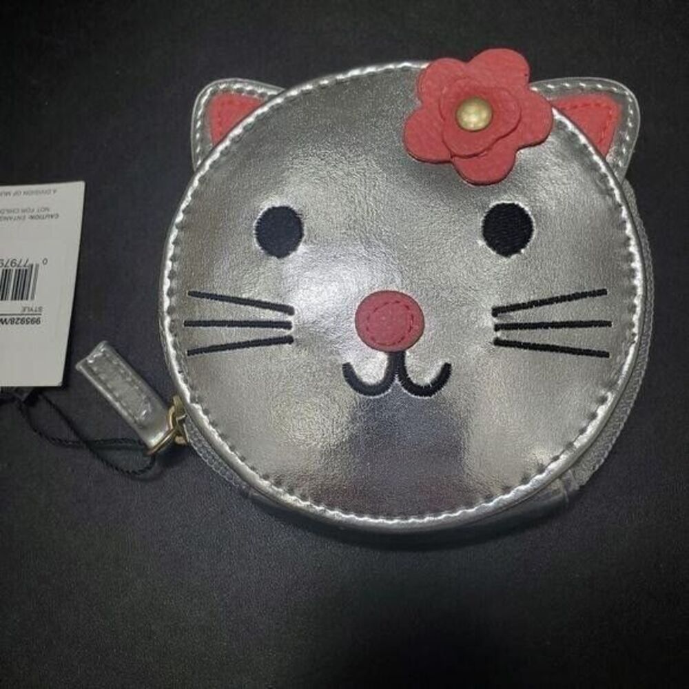Stella & Max Kidz metallic silver kitty cat coin purse
